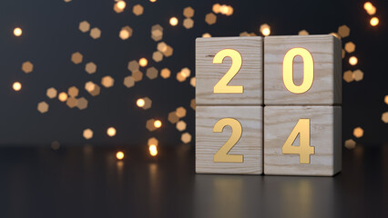 2024 new year background with bokeh. 3d render illustration - 637885907