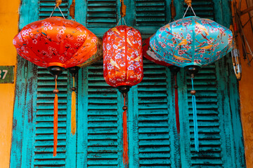 hanging lanters in hoi an street, vietnam © jon_chica