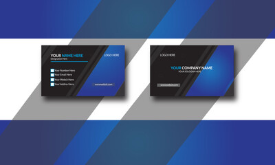 luxury business card professional  black and blue two-side design tempted