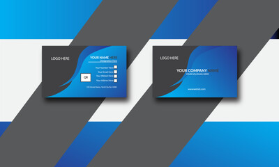modern business card black and blue two-side design tempted