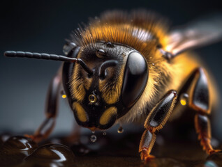 Macro photography of a honeybee