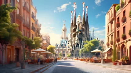 Fotobehang Barcelona's Gaudi architecture © Asep