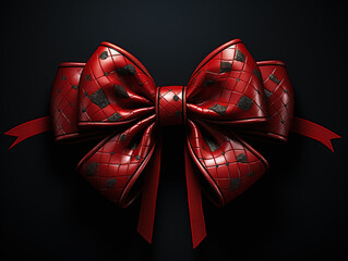 red bow on black background isolated, png