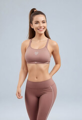 Fototapeta premium European UK USA Australian American Canadian female, smiling woman and girl wearing Activewear and Workout Clothes, Fitness fashion, Women workout outfits, Gym style