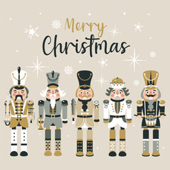 Christmas Nutcrackers Vector Illustration on Light Background - 637889790