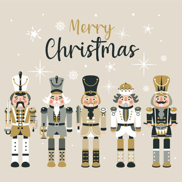 Christmas Nutcrackers Vector Illustration on Light Background