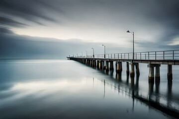 Obraz premium bridge oyer the lake generated by AI tool