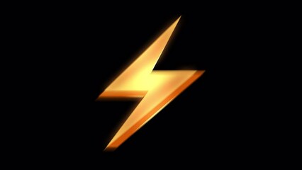 shaking yellow gold thunder lightning bolt element with alpha channel included loop - Powered by Adobe