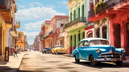 Stickers pour porte Havana Havana's colorful streets