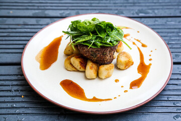Steak, green, meat, grilled, cooked.