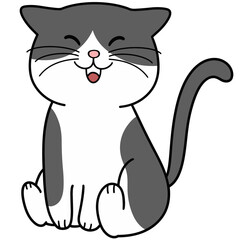 Cute Cartoon Sitting Cat