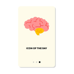 Brain vector icon. Pituitary gland, hemisphere, cerebellum isolated. Brainwork, new idea, anatomy concept. Vector illustration symbol elements for web