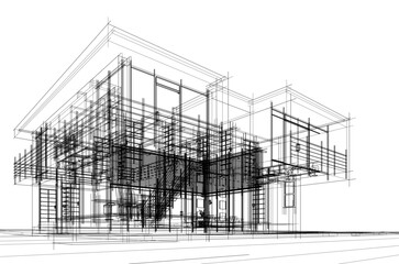 Modern house architectural drawing