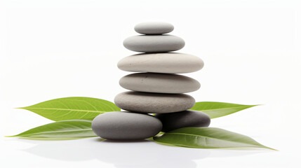 Zen pebbles. Stone spa and healthcare concept isolated on white background