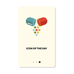 Capsule powder icon. Drug, remedy, pill isolated. Treatment, pharmacy, medicine concept. Vector illustration symbol elements for web