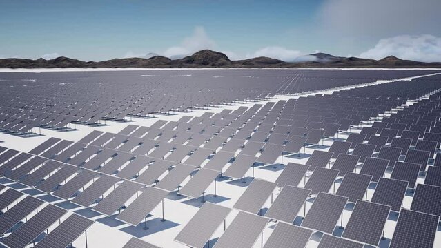 4K60 multi-angle 3D rendering animation of solar power plant