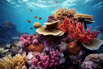 octopus maneuvering through intricate coral reef