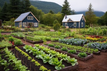 vegetable garden in a self-sufficient homestead - obrazy, fototapety, plakaty
