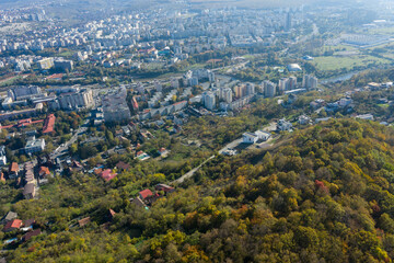 Aerial autumn view of Cluj Napoca city, Romania