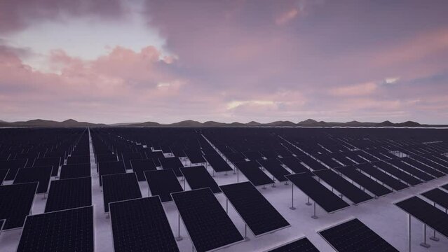 4K60 multi-angle 3D rendering animation of solar power plant