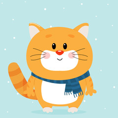 Christmas ginger cat with scarf