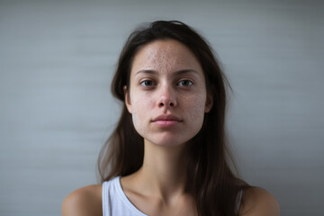 Portrait of woman having skin problems