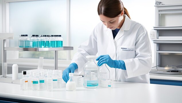 Female researcher carrying out scientific research in a lab