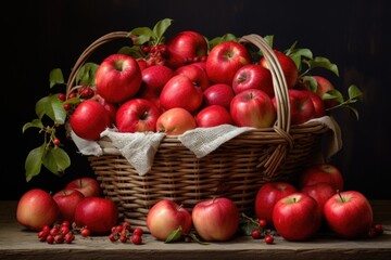 Naklejka na ściany i meble a basket full of freshly picked apples