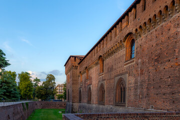 beautiful castle in Milan, The Castello Sforzesco is a medieval fortification located in Milan, Northern Italy.
