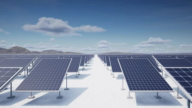 4K60 multi-angle 3D rendering animation of solar power plant