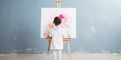 A child painting a picture in art class.  