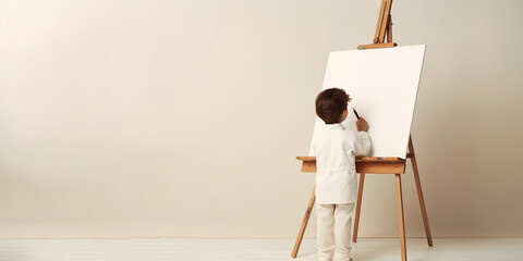 A child painting a picture in art class.  