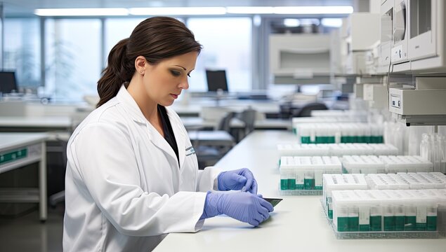 Female researcher carrying out scientific research in a lab