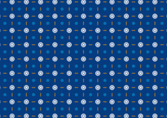 Thai pattern flower white on blue background geometric abstract tribal weave illustration vector retro style classic vintage wallpaper background backdrop publication textile cloth rug tile