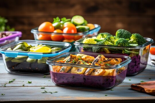 Colorful Meal Prep Containers With Nutritious Food Variety