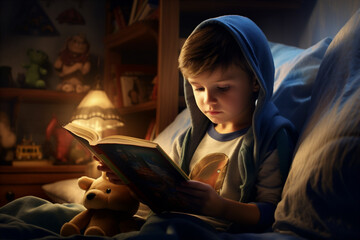 Fototapeta na wymiar A child reading a book. 