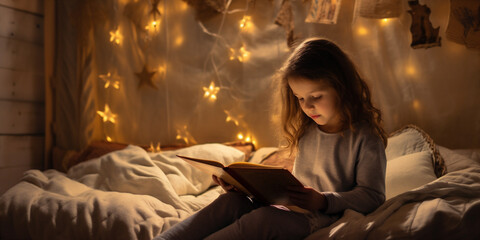 A child reading a book.  