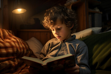 Fototapeta na wymiar A child reading a book. 