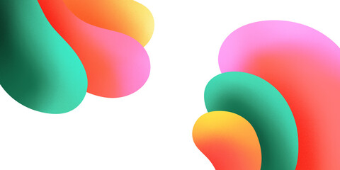Colorful 3d abstract fluid forms. Lava lamp shapes. Vibrant grain gradient background design in red, yellow, orange, green on isolated background.