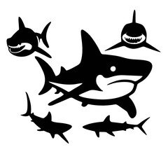 shark  black vector design