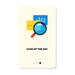 Data study and research flat icon. Information, study, report isolated vector. Analyzing and statistics concept. Vector illustration symbol elements for web design