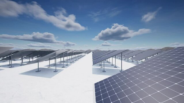4K60 multi-angle 3D rendering animation of solar power plant