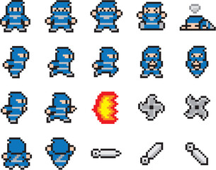ゲーム風ドット絵　忍者モーションセット © mogtani