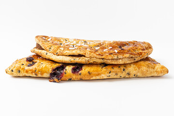 Blueberry pie on a white background