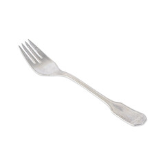 Old vintage metal fork isolated over white background