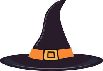 Cartoon cute witch hat for Halloween holiday design concept element.