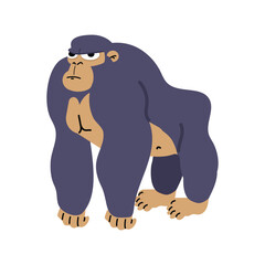 Cute gorilla cartoon character flat