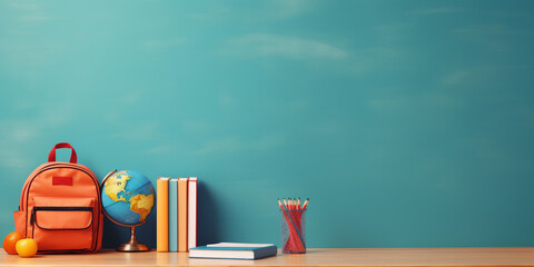 back to school. empty blank space aside for text.  