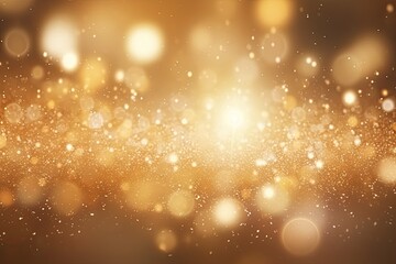 Obraz na płótnie Canvas Gold bokeh light background, Christmas glowing bokeh confetti and sparkle texture overlay for your design. Sparkling gold dust abstract golden luxury decoration background.
