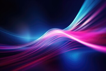 a vibrant blue and pink light wave against a dark backdrop